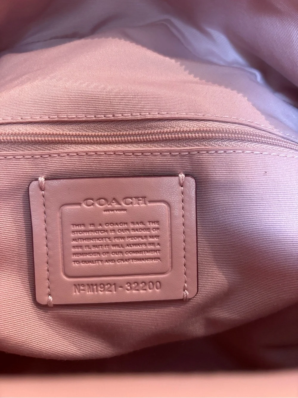 Coach Beige Signature Canvas Backpack with Pink Trim